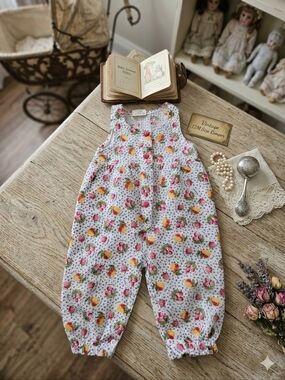 ​Vintage Krickets Fruit Print Waffle Knit Romper - 12M